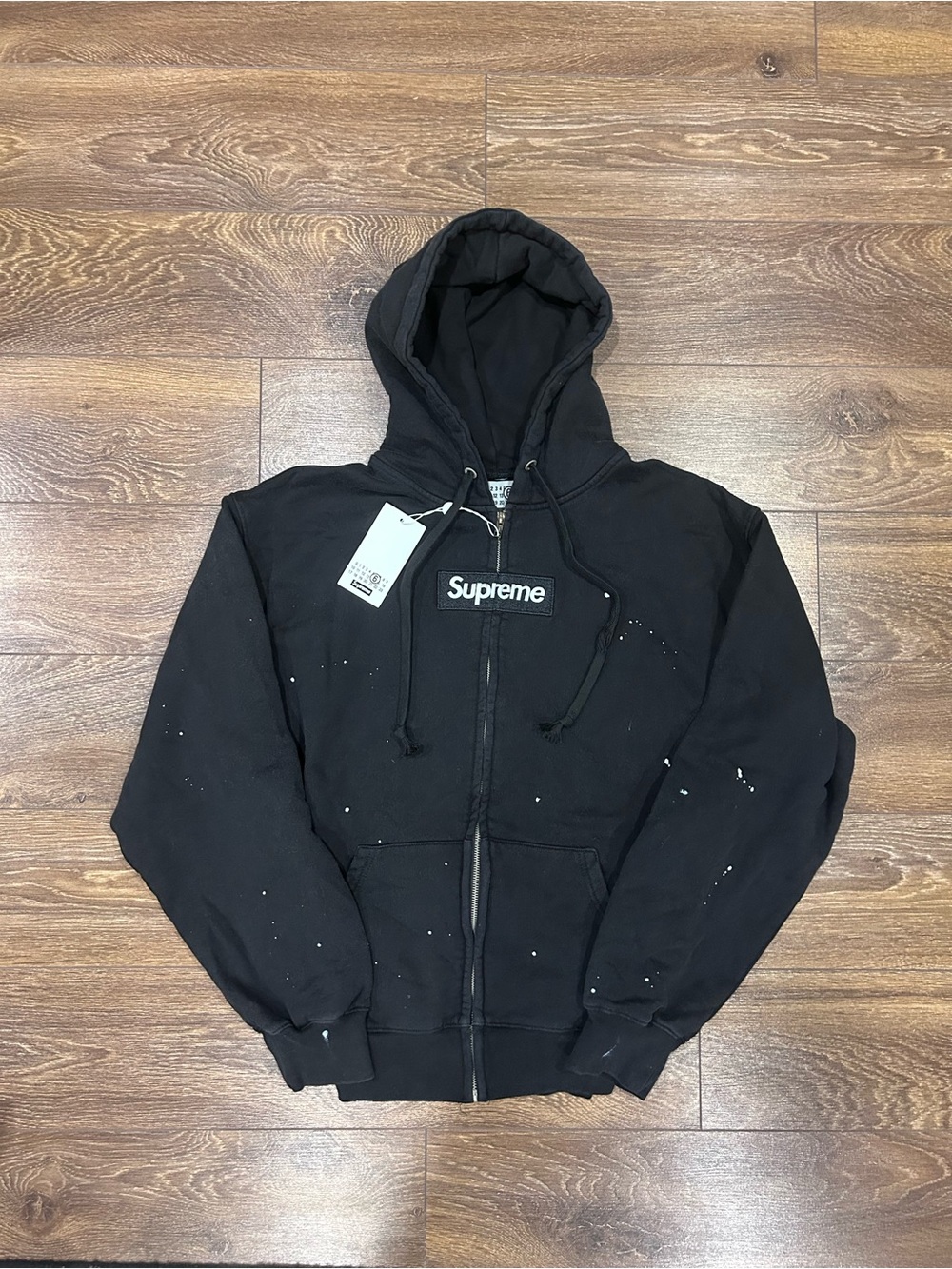 Supreme Black Paint-Splatter Zip Hoodie Jacket